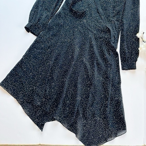 NEW Theory Tie Neck Drape Silk Dress Midi Multi Speckle Black - Picture 6 of 10